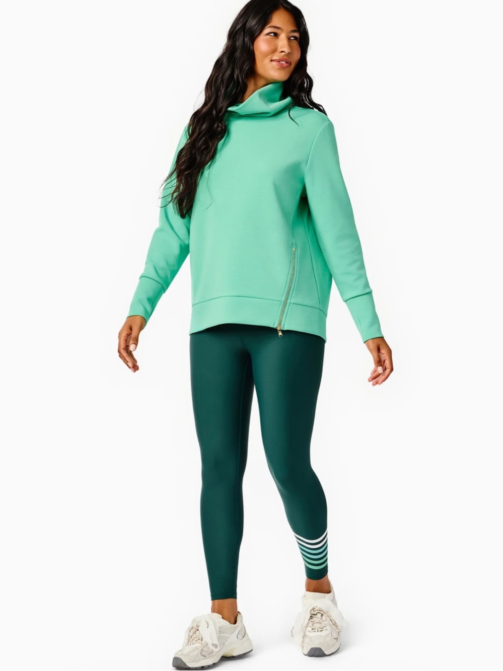 Addison Bay || Double Knit Zip Everyday Pullover Sage Green Teal XS NWT